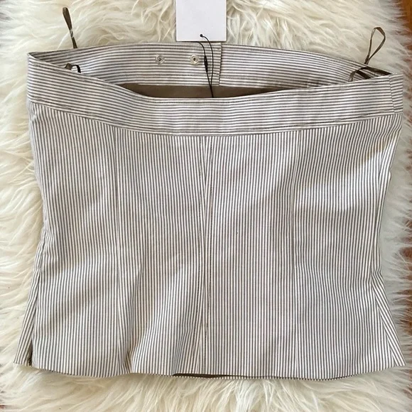 Zara Corset Look Stretch Poplin Striped Strapless Top - Picture 9 of 12